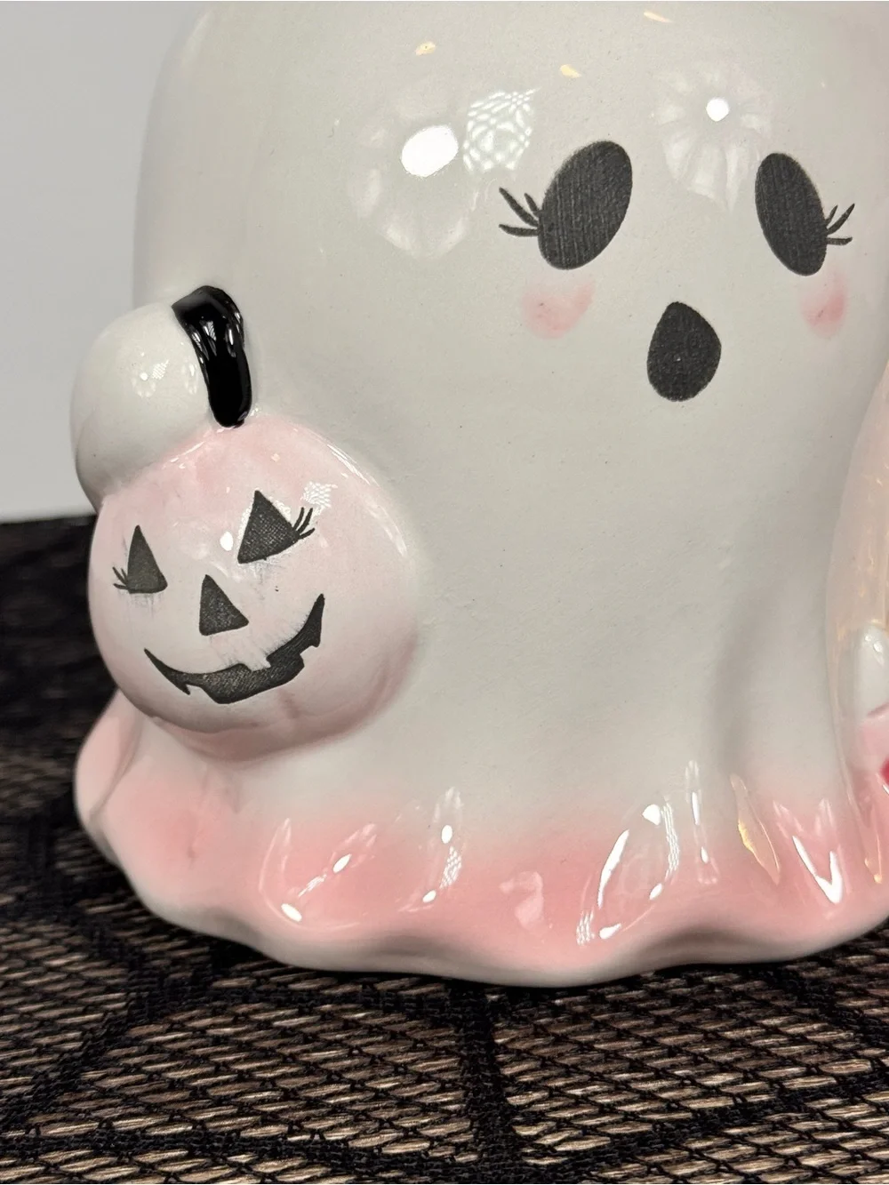 NEW Haunted Halloween Ghost Pink Pumpkin Mug